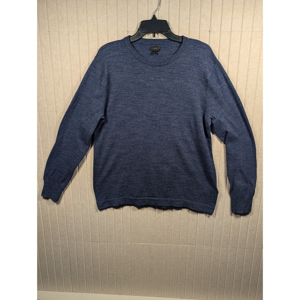 J.Crew Sweater Mens Medium Blue Marl Cotton Crewneck Long Sleeve Excellent